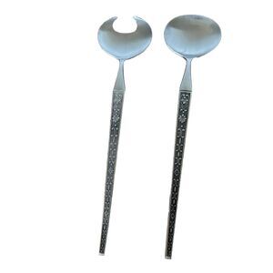 Japan Stainless Salad Serving Set MCM Mid Century Modern 11 in.